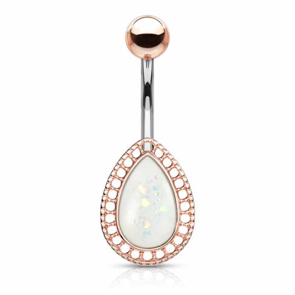 Navelpiercing met druppel steen met glitters in verschillende kleuren - Afbeelding 9
