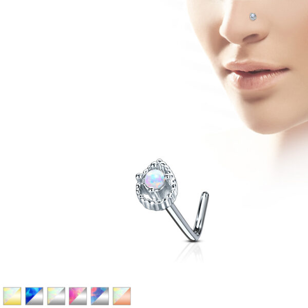 Neus stud piercing met druppel top prong set met opaal