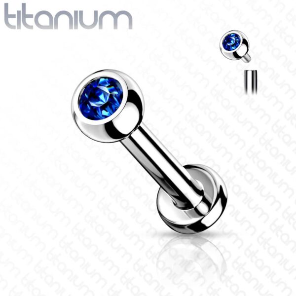 Intern geschroefde labret piercing van titanium met kristal - Afbeelding 13