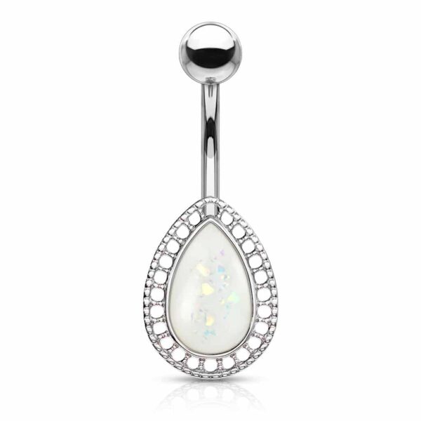 Navelpiercing met druppel steen met glitters in verschillende kleuren - Afbeelding 10