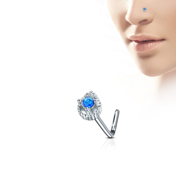 Neus stud piercing met druppel top prong set met opaal - Afbeelding 3