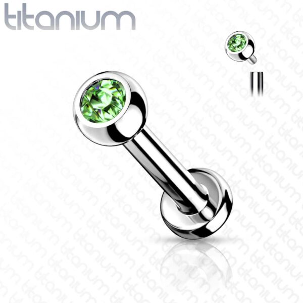 Intern geschroefde labret piercing van titanium met kristal - Afbeelding 15