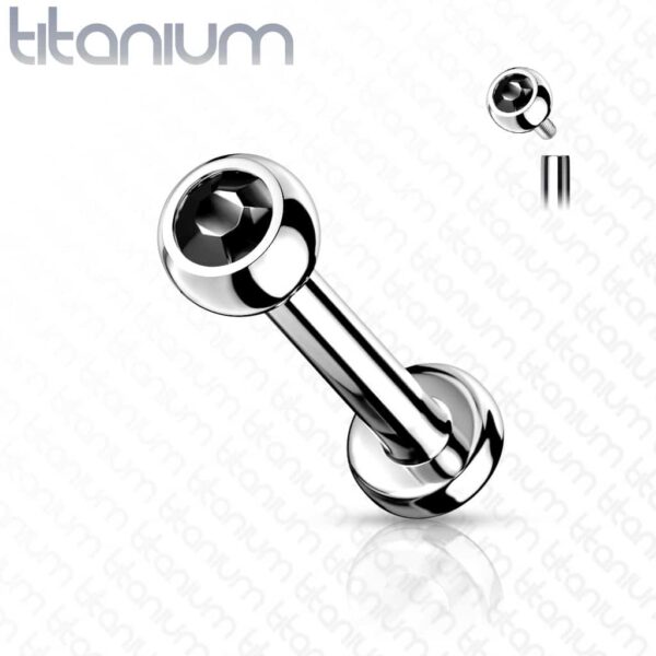 Intern geschroefde labret piercing van titanium met kristal - Afbeelding 16