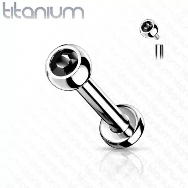 Intern geschroefde labret piercing van titanium met kristal - Afbeelding 16