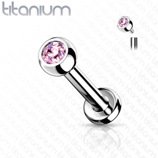 Intern geschroefde labret piercing van titanium met kristal - Afbeelding 17