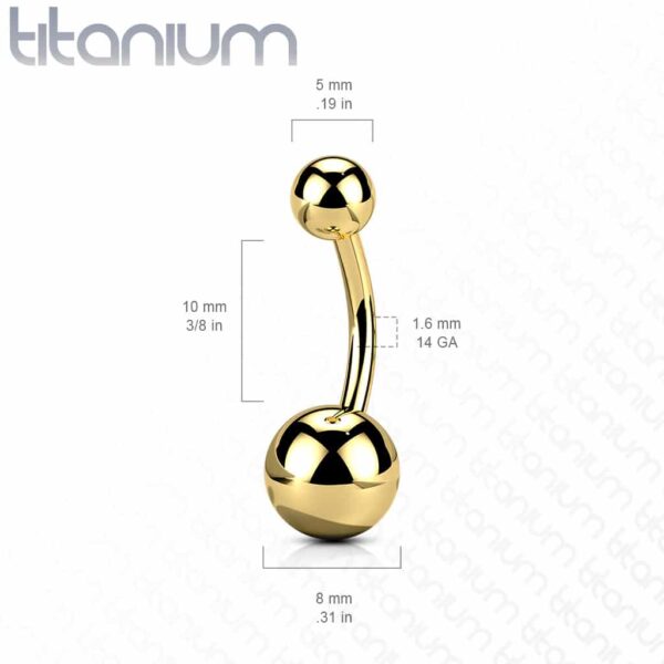 Titanium navelpiercing met intern schroefdraad in verschillende kleuren - Afbeelding 2
