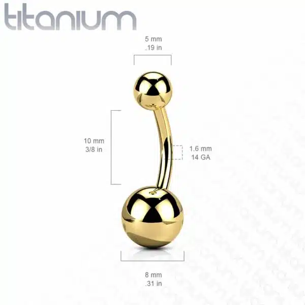 Titanium navelpiercing met intern schroefdraad in verschillende kleuren - Afbeelding 2