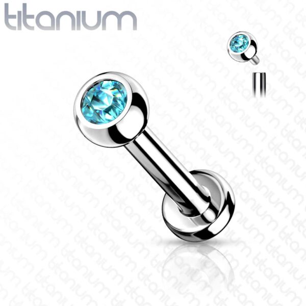 Intern geschroefde labret piercing van titanium met kristal - Afbeelding 18