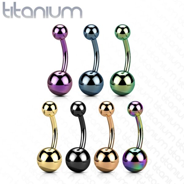 Titanium navelpiercing met intern schroefdraad in verschillende kleuren - Afbeelding 3
