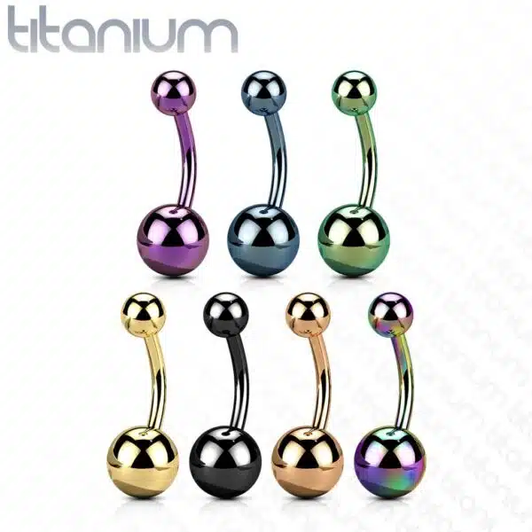 Titanium navelpiercing met intern schroefdraad in verschillende kleuren - Afbeelding 3