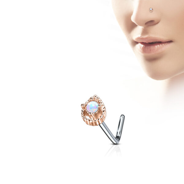 Neus stud piercing met druppel top prong set met opaal - Afbeelding 7
