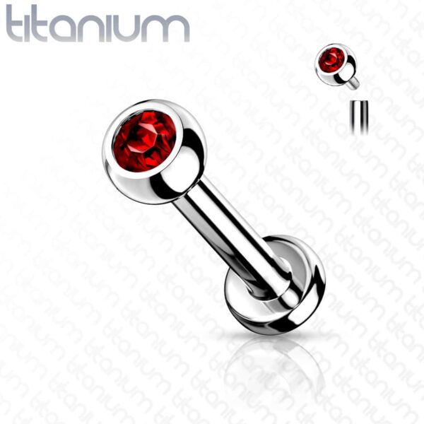 Intern geschroefde labret piercing van titanium met kristal - Afbeelding 19