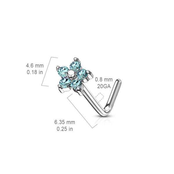 Neus stud piercing met bloem top met CZ steentjes - Afbeelding 2