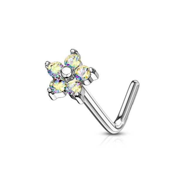 Neus stud piercing met bloem top met CZ steentjes - Afbeelding 6