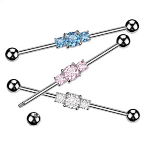 Industrial barbell met 3 stenen