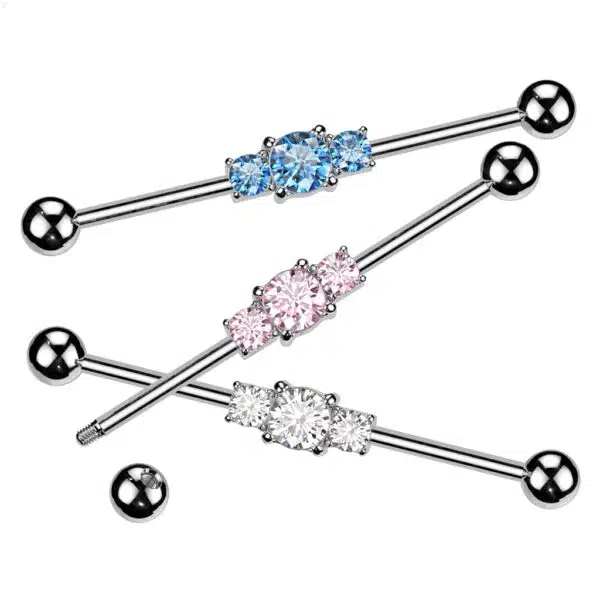 Industrial barbell met 3 stenen