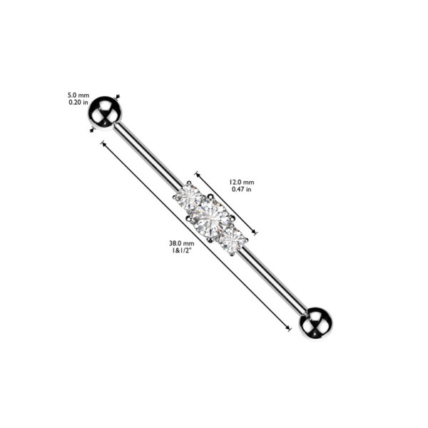 Industrial barbell met 3 stenen - Afbeelding 2