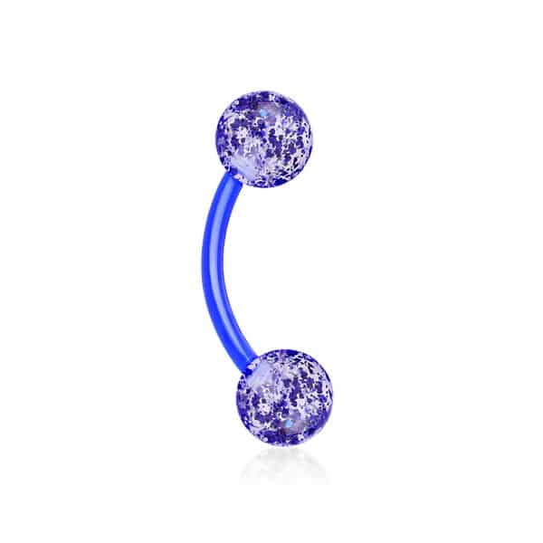 Flexibele Acryl gebogen barbell met glitter balletjes in verschillende kleuren - Afbeelding 4
