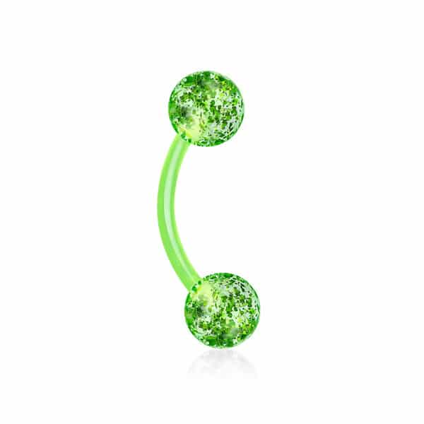 Flexibele Acryl gebogen barbell met glitter balletjes in verschillende kleuren - Afbeelding 6