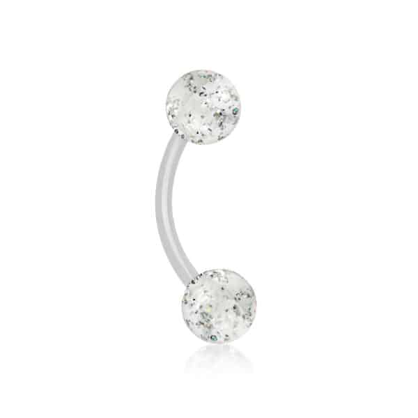 Flexibele Acryl gebogen barbell met glitter balletjes in verschillende kleuren - Afbeelding 5