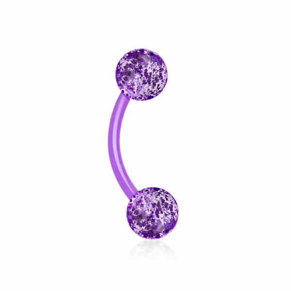 Flexibele Acryl gebogen barbell met glitter balletjes in verschillende kleuren - Afbeelding 3