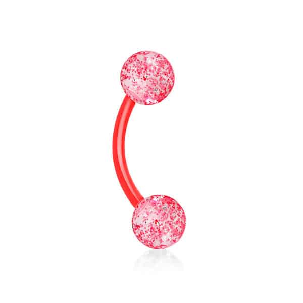 Flexibele Acryl gebogen barbell met glitter balletjes in verschillende kleuren - Afbeelding 8