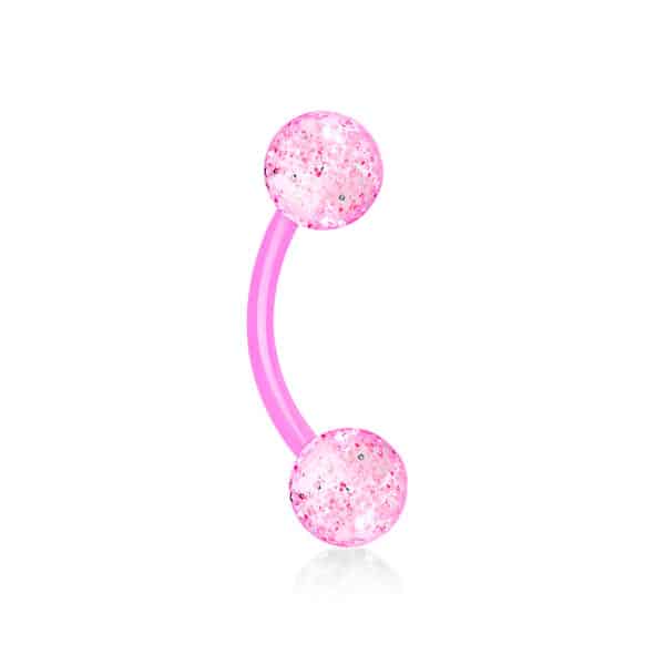 Flexibele Acryl gebogen barbell met glitter balletjes in verschillende kleuren - Afbeelding 7