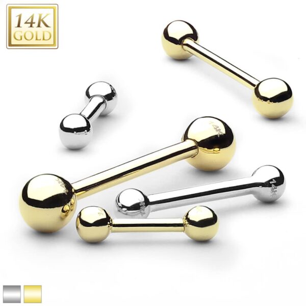 14Kt. Gouden barbell piercing