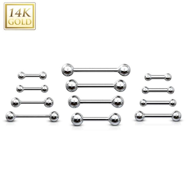 14Kt. Gouden barbell piercing - Afbeelding 3