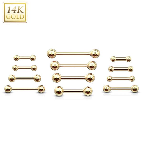 14Kt. Gouden barbell piercing - Afbeelding 2