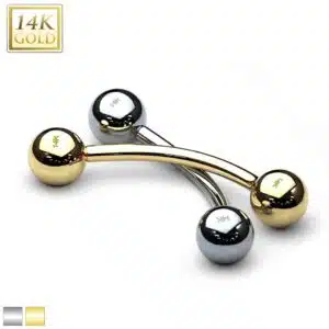 14Kt. Gouden curved barbell piercing