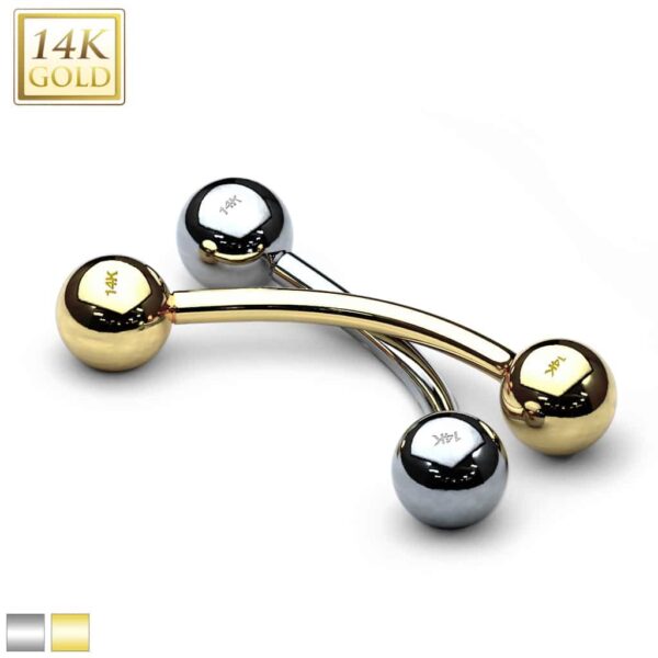 14Kt. Gouden curved barbell piercing