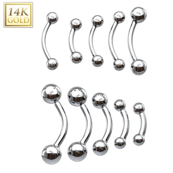 14Kt. Gouden curved barbell piercing - Afbeelding 2