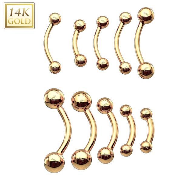 14Kt. Gouden curved barbell piercing - Afbeelding 3