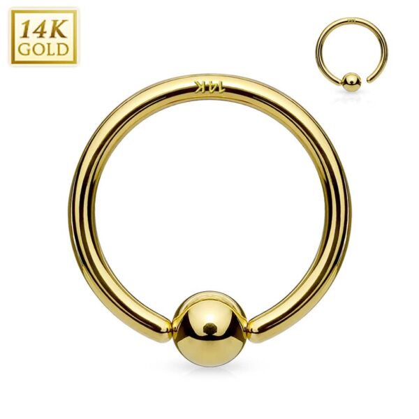 14Kt. Gouden Ball closure ring met vast balletje