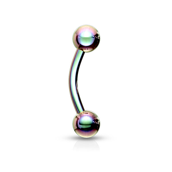Gebogen barbell in van chirurgisch staal met titanium coating in regenboog kleur - Afbeelding 4