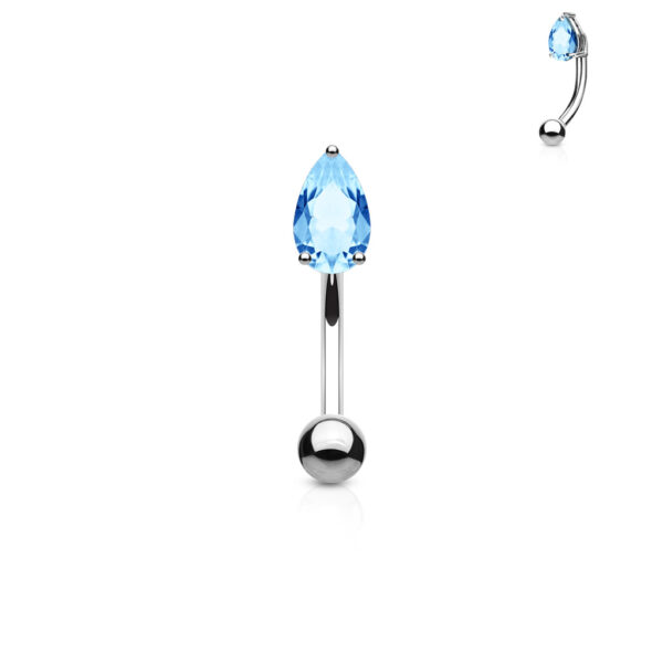 Gebogen barbell met CZ prong-set druppel in verschillende kleuren - Afbeelding 6