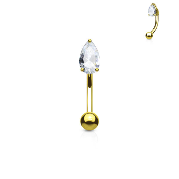 Gebogen barbell met CZ prong-set druppel in verschillende kleuren - Afbeelding 4