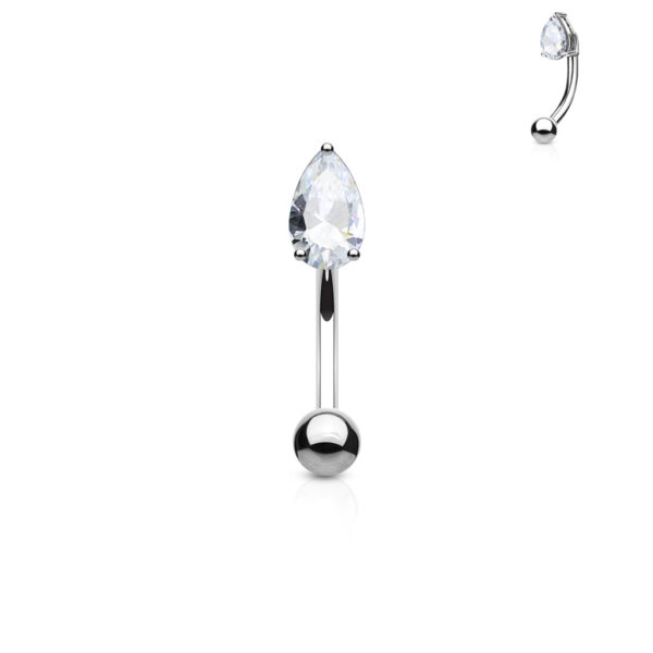 Gebogen barbell met CZ prong-set druppel in verschillende kleuren - Afbeelding 3