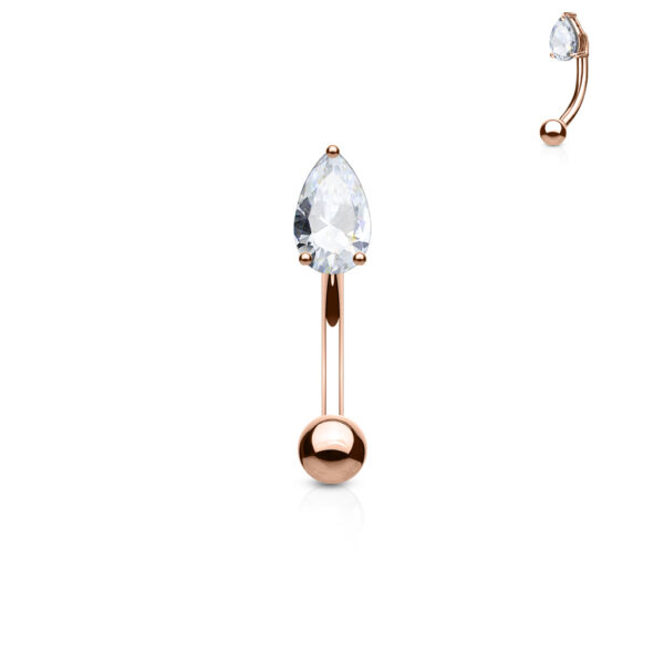 Gebogen barbell met CZ prong-set druppel in verschillende kleuren - Afbeelding 7