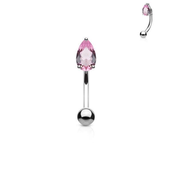 Gebogen barbell met CZ prong-set druppel in verschillende kleuren - Afbeelding 5