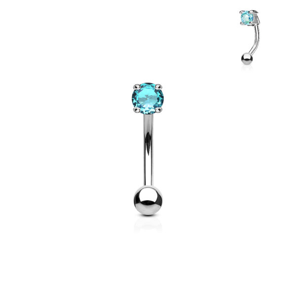 Gebogen barbell met CZ prong-set in verschillende kleuren - Afbeelding 7