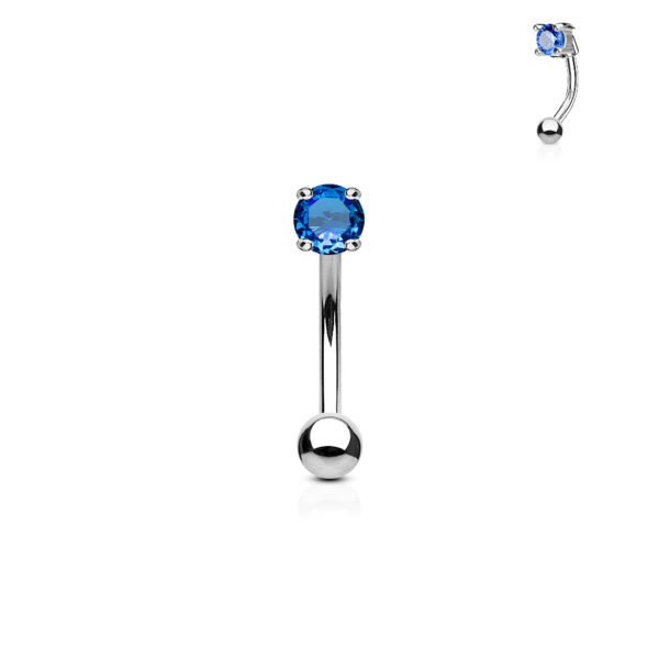 Gebogen barbell met CZ prong-set in verschillende kleuren - Afbeelding 3