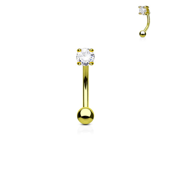 Gebogen barbell met CZ prong-set in verschillende kleuren - Afbeelding 5