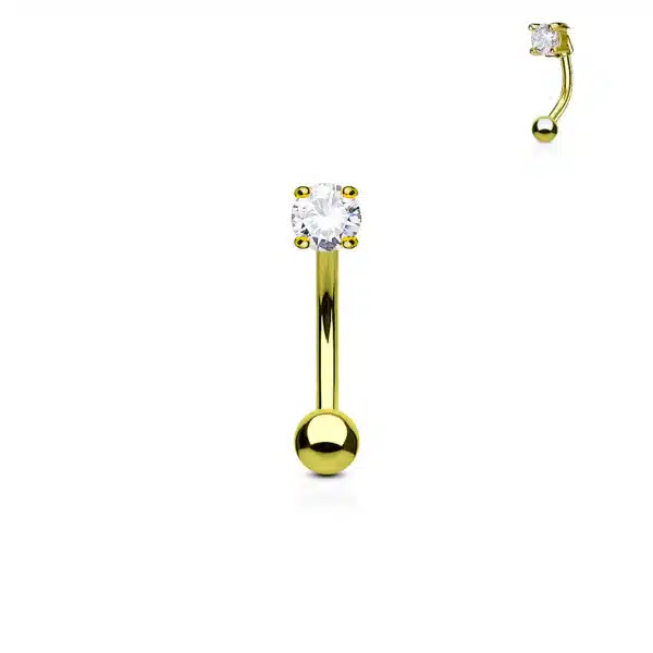 Gebogen barbell met CZ prong-set in verschillende kleuren - Afbeelding 5