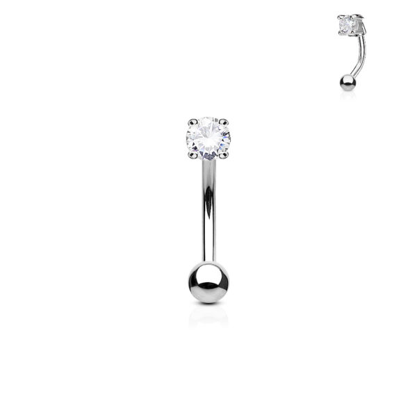 Gebogen barbell met CZ prong-set in verschillende kleuren - Afbeelding 4