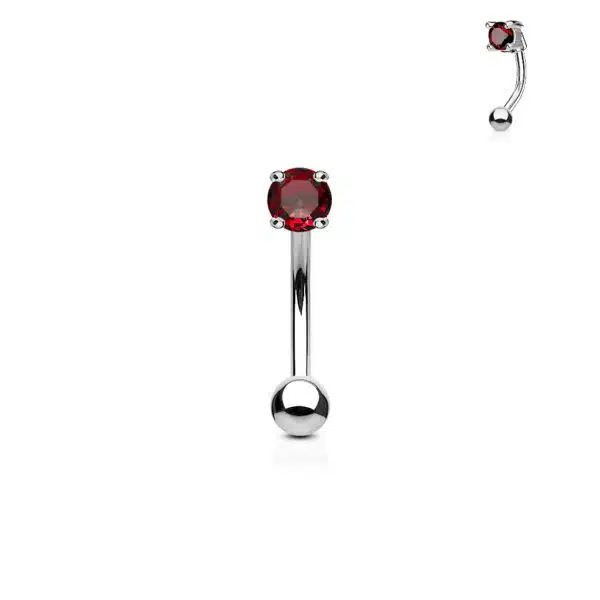 Gebogen barbell met CZ prong-set in verschillende kleuren - Afbeelding 8
