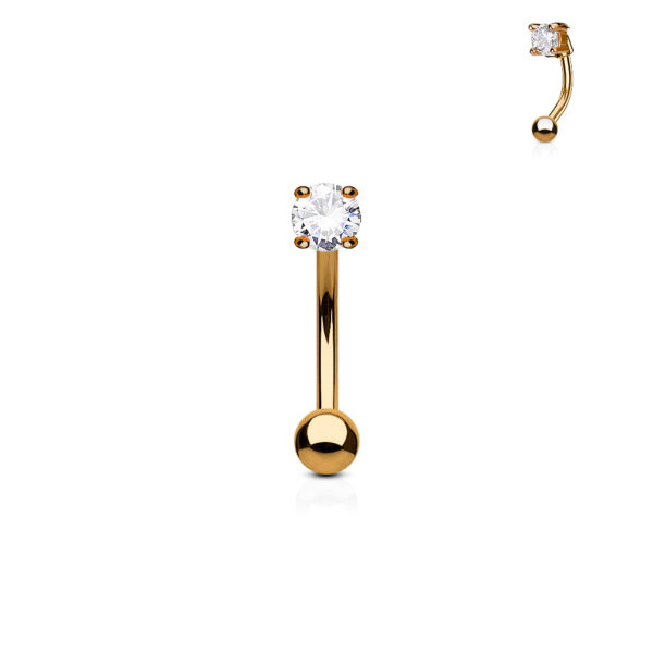 Gebogen barbell met CZ prong-set in verschillende kleuren - Afbeelding 9