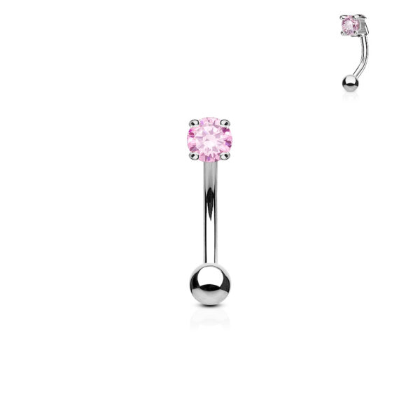 Gebogen barbell met CZ prong-set in verschillende kleuren - Afbeelding 6