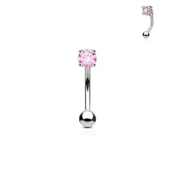 Gebogen barbell met CZ prong-set in verschillende kleuren - Afbeelding 6